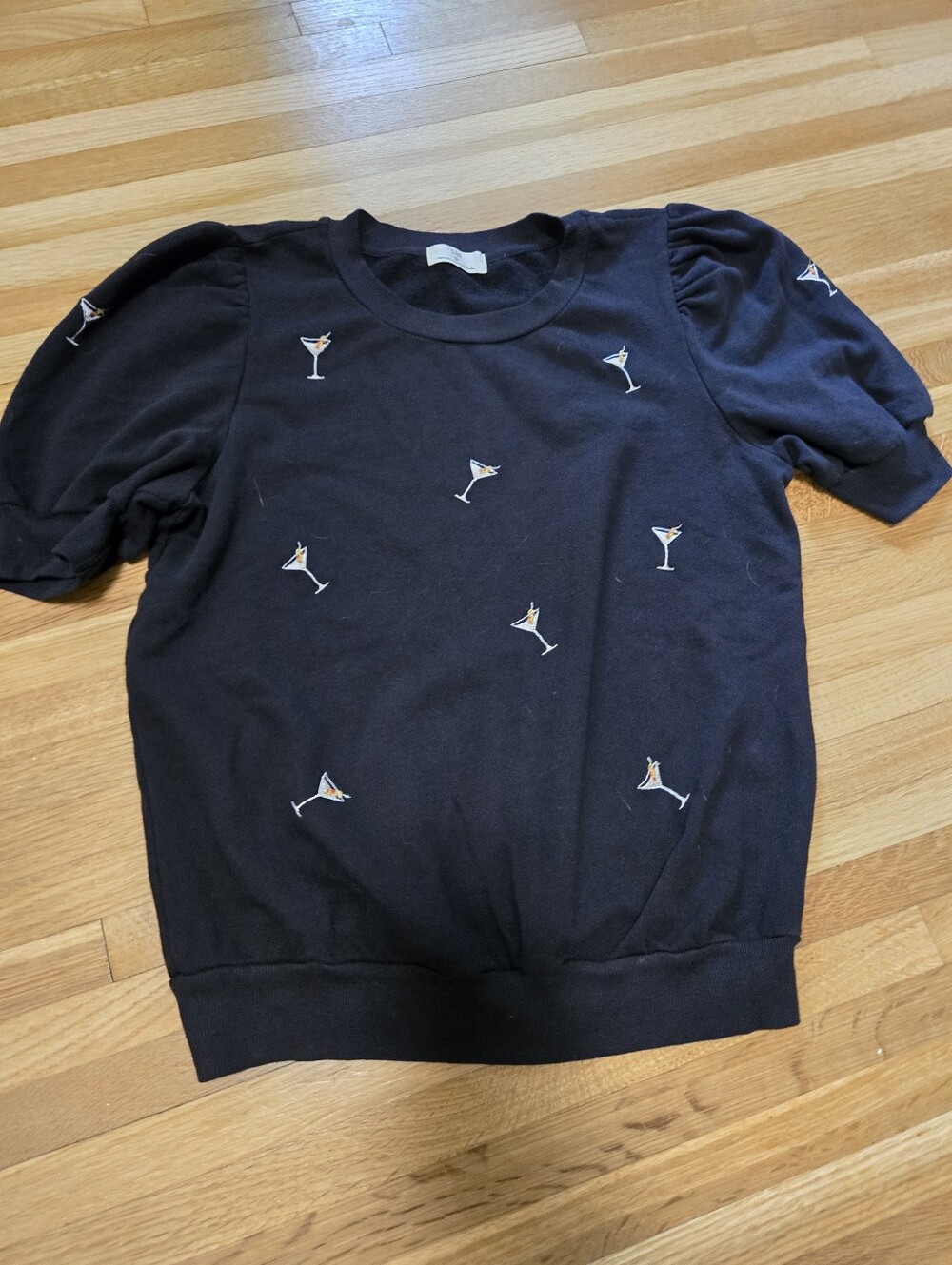 Anthropologie Black Short Sleeve Martini Top
